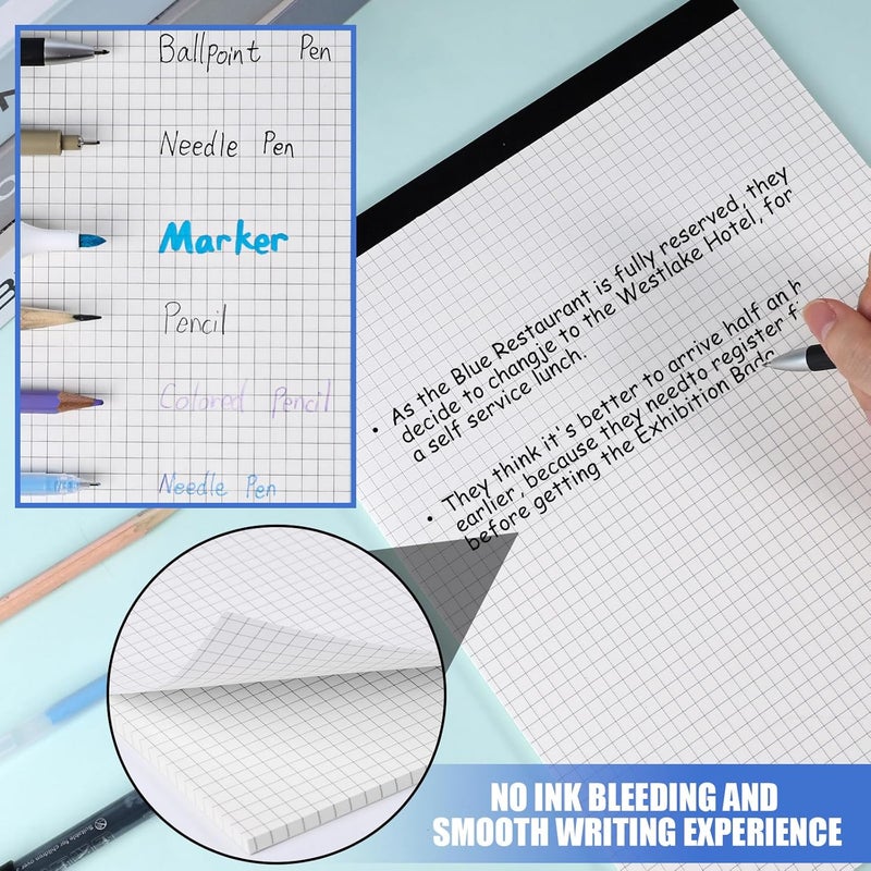 BOOKNOW 2-Pack 8.5" x 11" White 4x4 Quad Ruled Graph Paper Pads, 50 Sheets per Pad, for Office, School, Drawing, Math, Drafting, and Engineering - Image 4